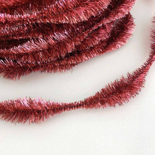 3-1/4" Bumps Metallic Rose Pink Retro Chenille Bump Wired Tinsel Garland ~ 1 yd. (12 bumps)
